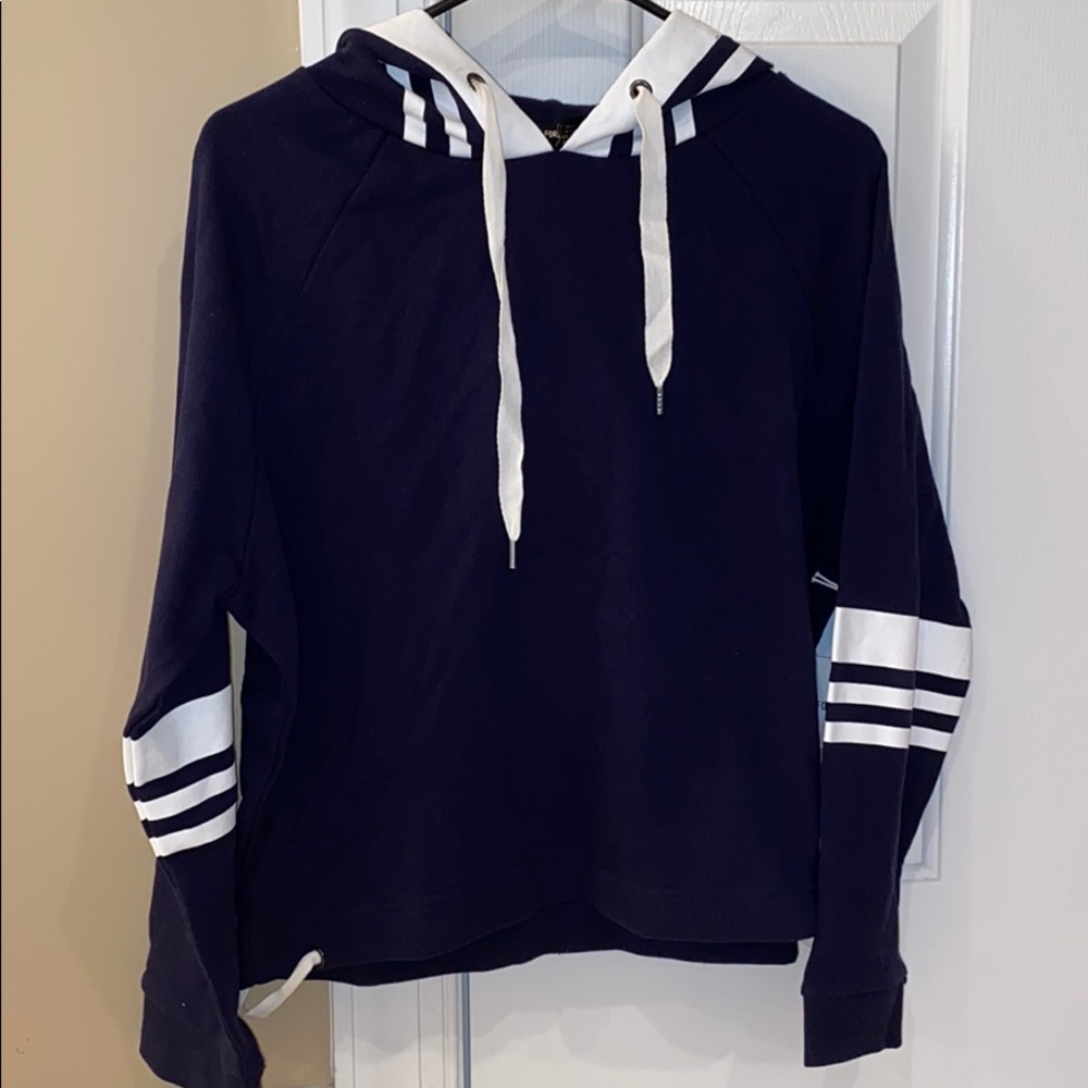 Navy and white striped sweatshirt